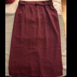 Boden Burgundy Midi Skirt